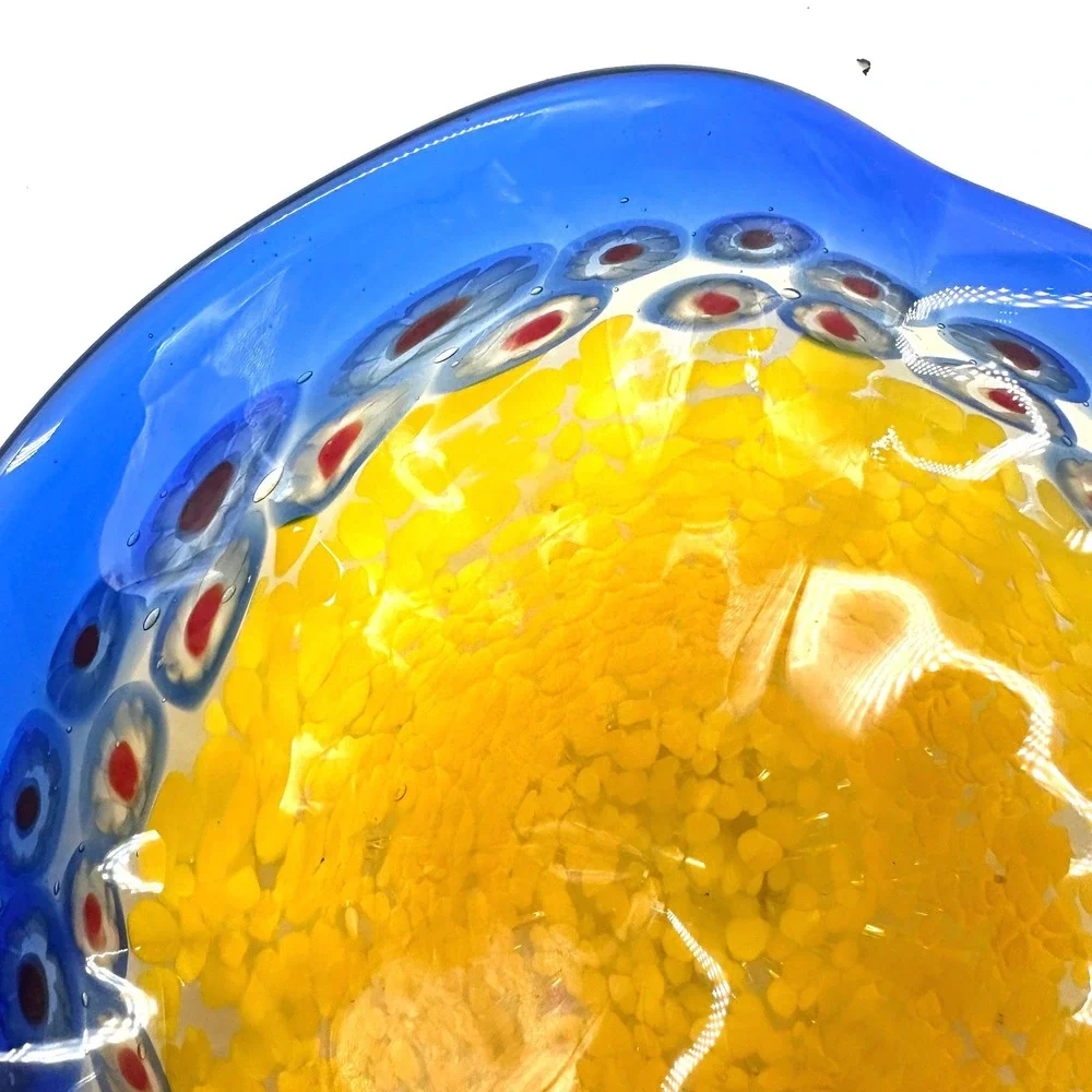 Murano Style Art Glass Footed Bowl 12